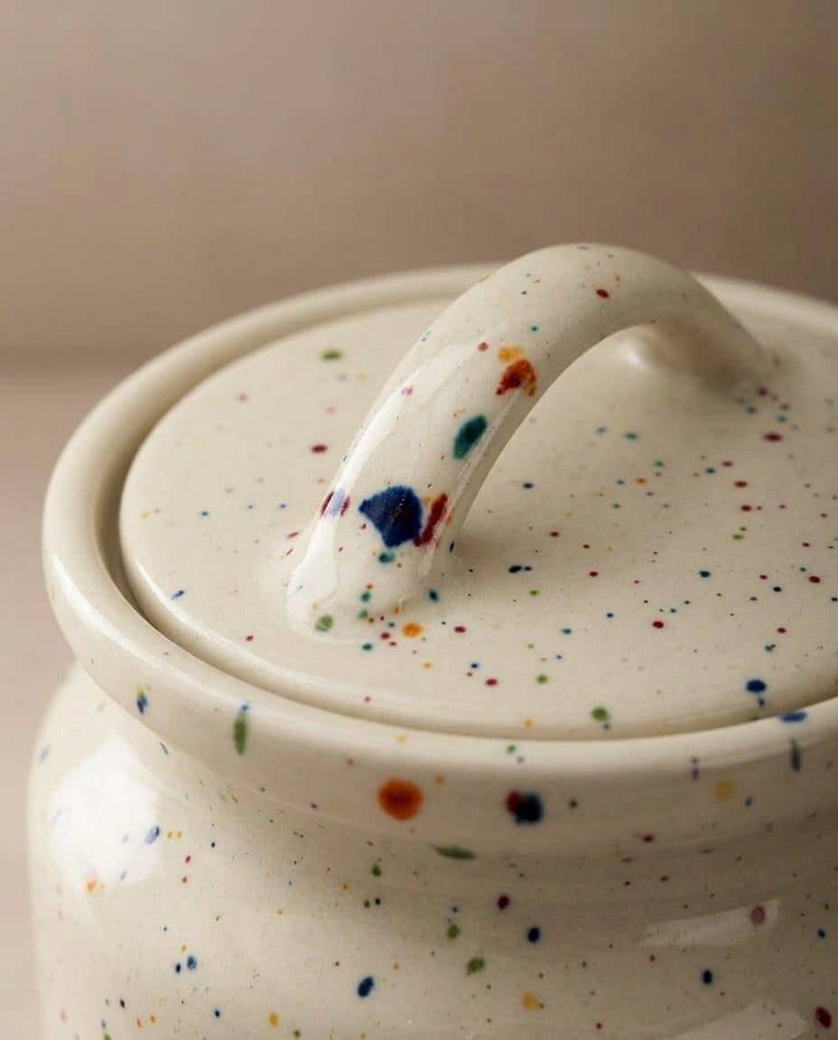 New Party Stoneware Storage Jar 15cm White