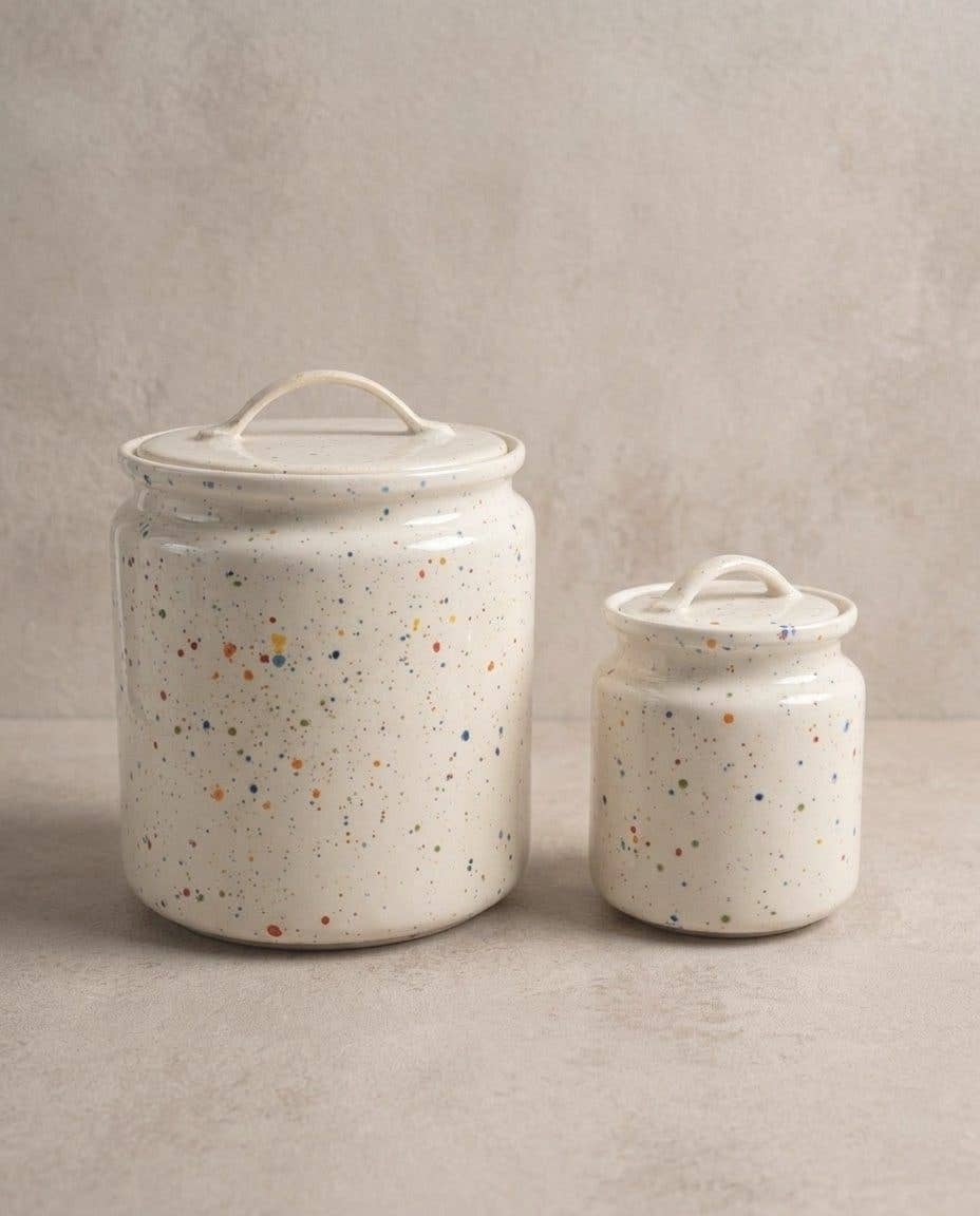 New Party Stoneware Storage Jar 15cm White