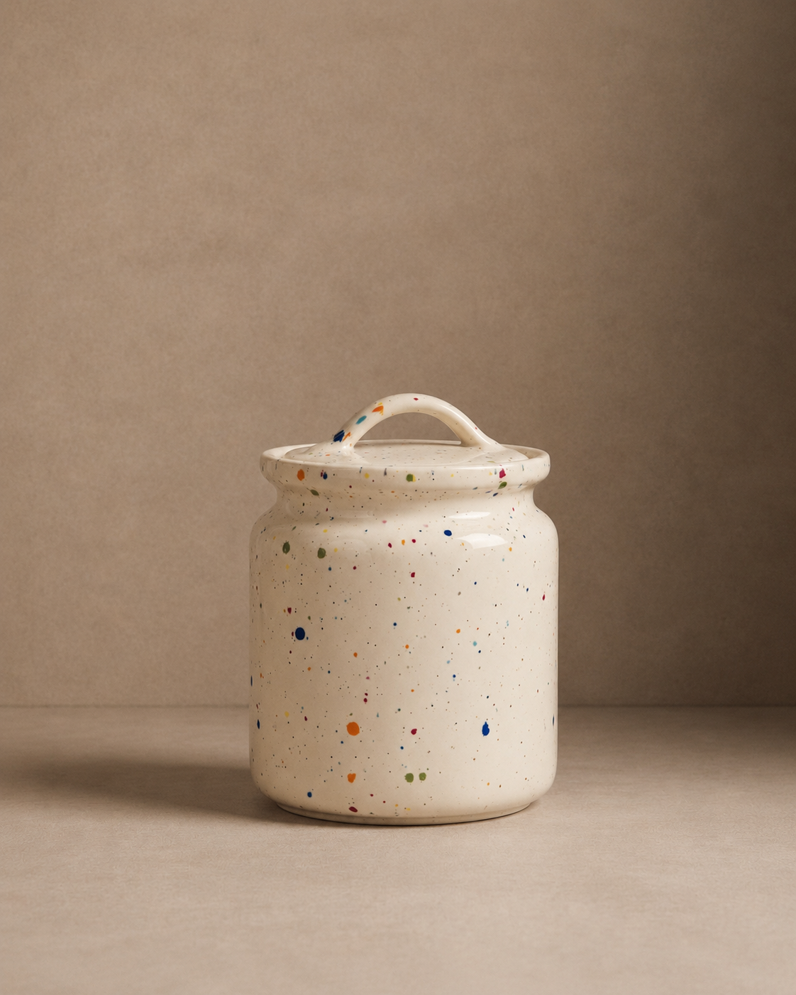 New Party Stoneware Storage Jar 15cm White
